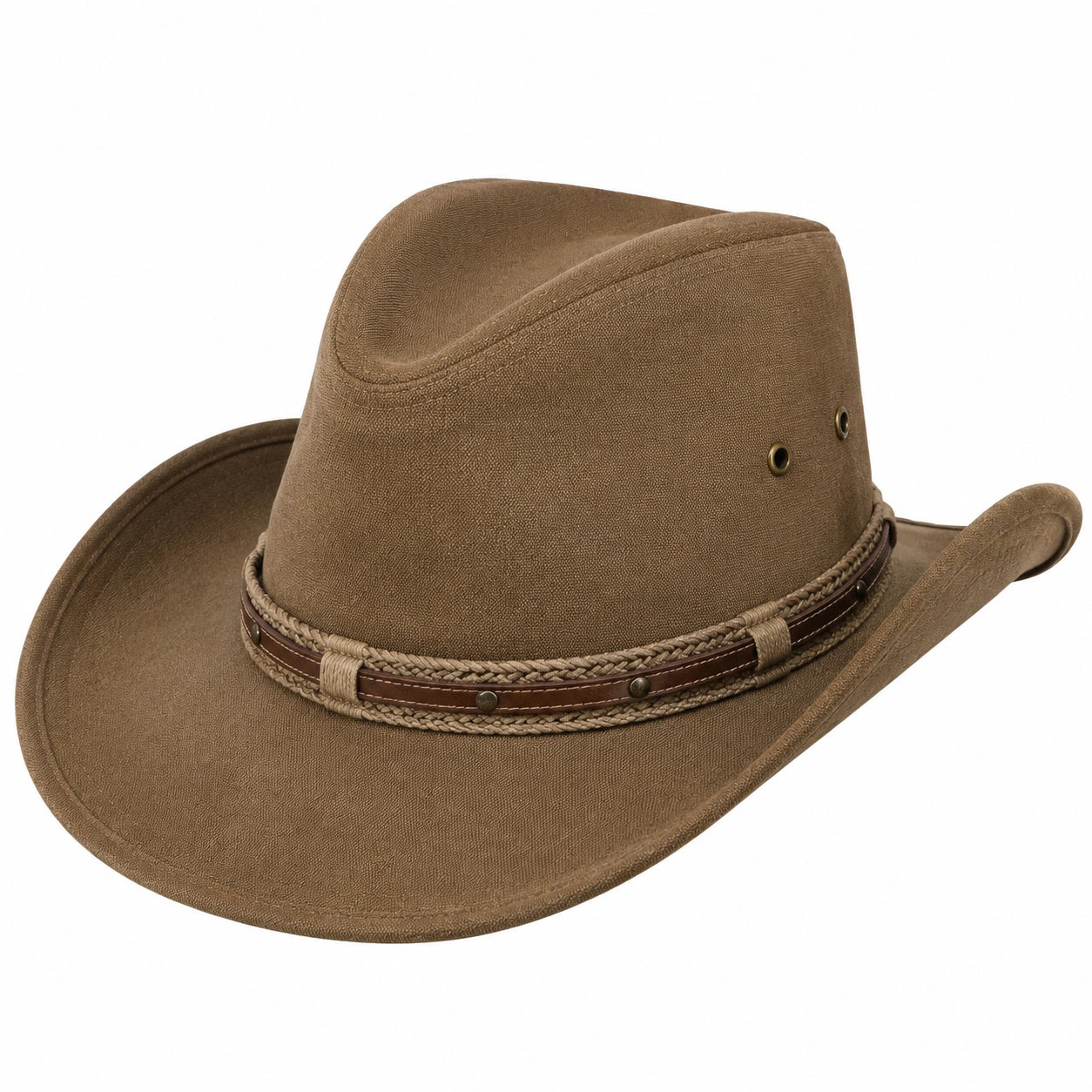 Cappello cowboy taglia unica in tessuto marrone con falda sagomata stile western