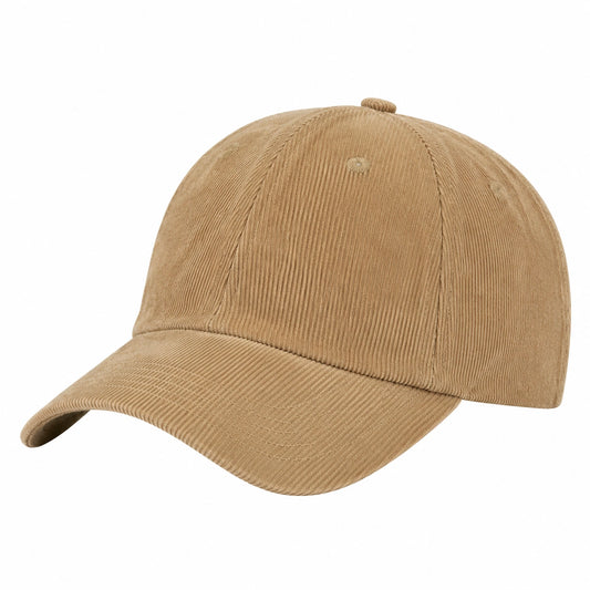 Cappellino da baseball taglia unica in tessuto a coste beige - visiera curva stile casual