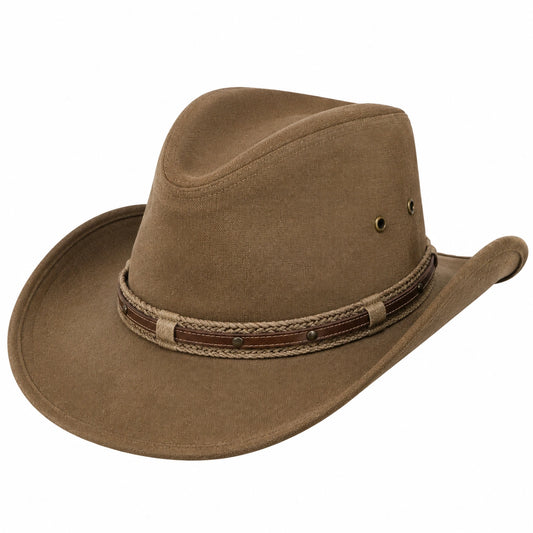 Cappello cowboy taglia unica in tessuto marrone con falda sagomata stile western